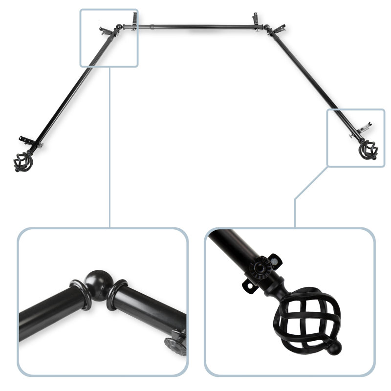 Tringle à rideaux simple ajustable 0,7 po Leavens, Noir
