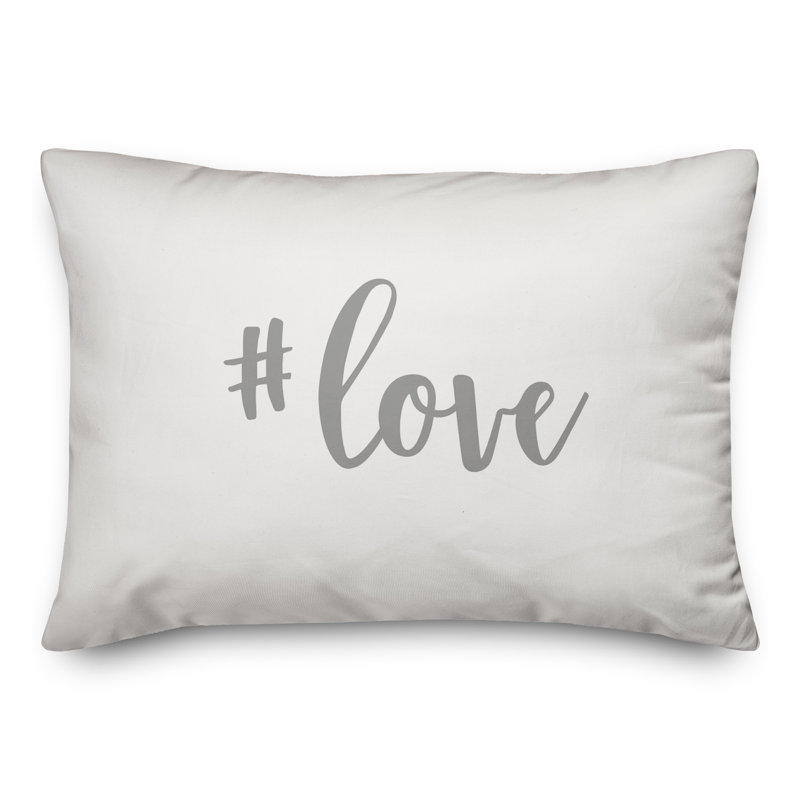  Hashtag Love Throw Pillow, Gray/White