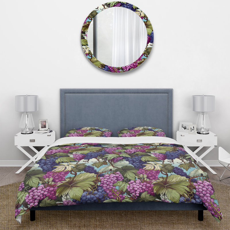 Ensemble de housse de couette à motif tropical Lush Vineyard, Housse de couette pour très grand lit et 2 très