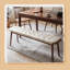 Banc de table en bois de chêne naturel pour salle à manger avec coussin en cuir-1592580918
