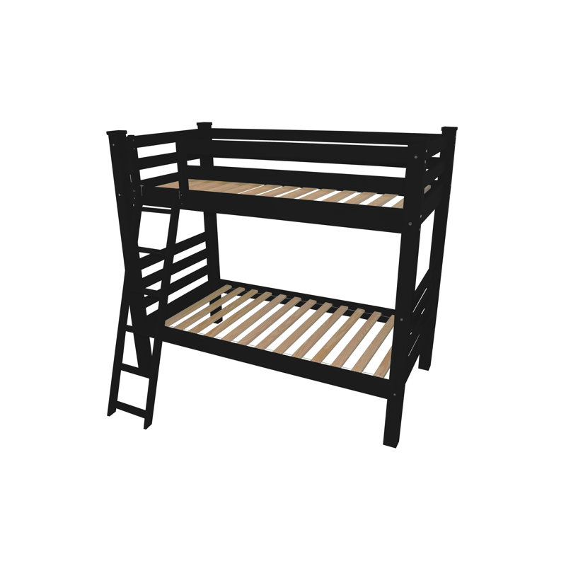 Lit standard en bois massif Jahvon, Simple, Noir