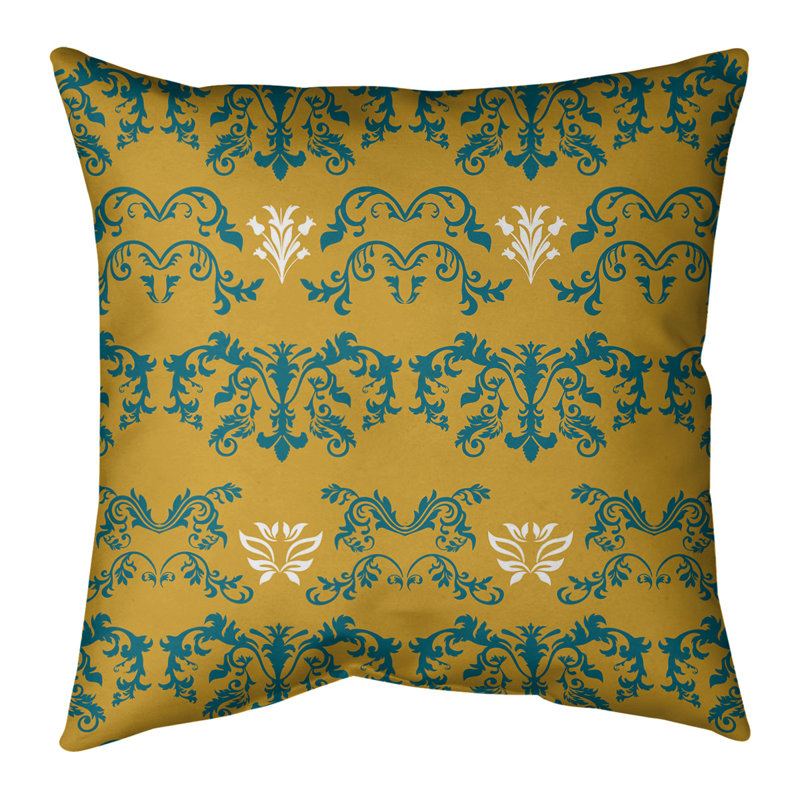 Housse et insert de coussin carré Jacksonville Football Baroque, Bleu sarcelle / or / blanc, 28 po x 28 po