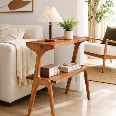 Table de bout en bois 27,56 po Mid Century