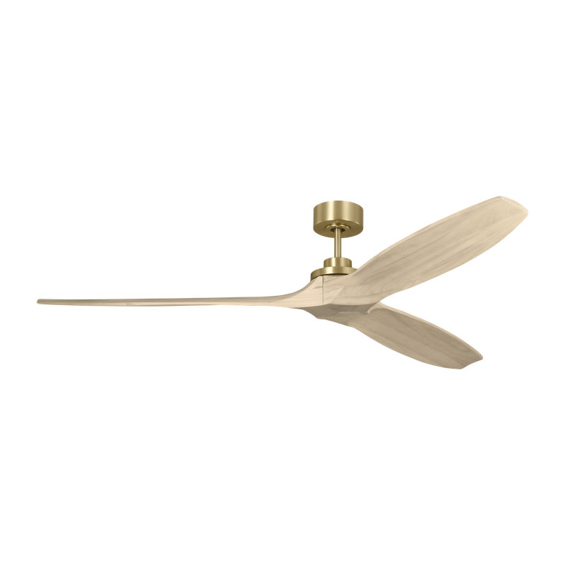  Collins Smart 70 Indoor Ceiling Fan with Threaded Downrod, Washed White Oak blades and Handheld Remote, Burnished Brass