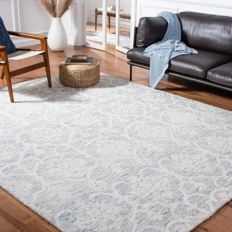 Alfie-James Metro Hand Tufted Indian Wool And Cotton With Latex Damask Rug, Rectangle 4' x 6'