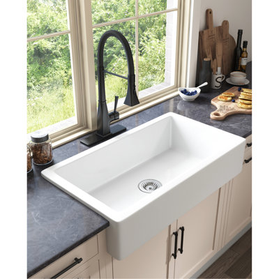 Ceramic Apron Kitchen Sink: White Deep Undermount, With Glaze Undermount Apron, To