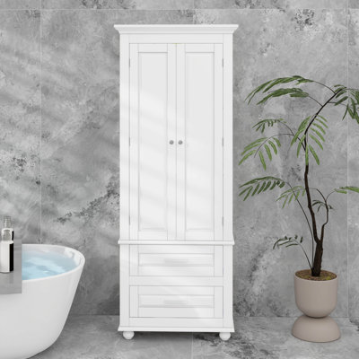 Tall Storage Cabinet With 2 Drawers