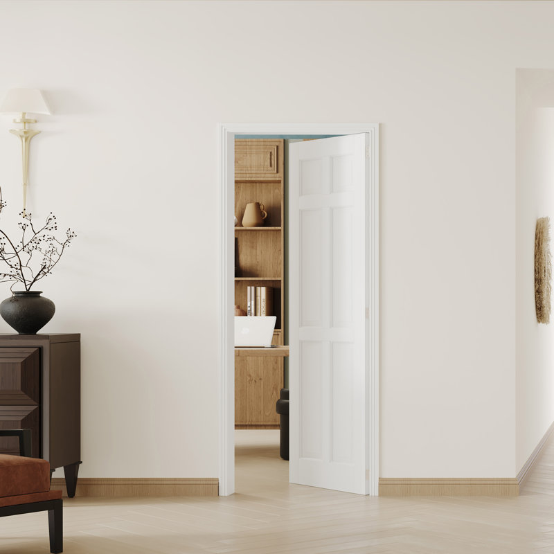 Porte intérieure 6 pièces en placage blanc 6 pièces, Oui, 24 po x 80 po