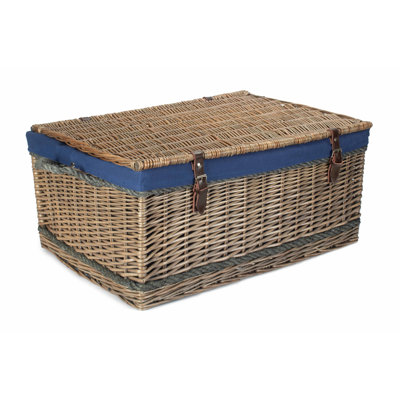 Fleur De Lis Living Wicker Rope Handled Storage Trunk with Lining