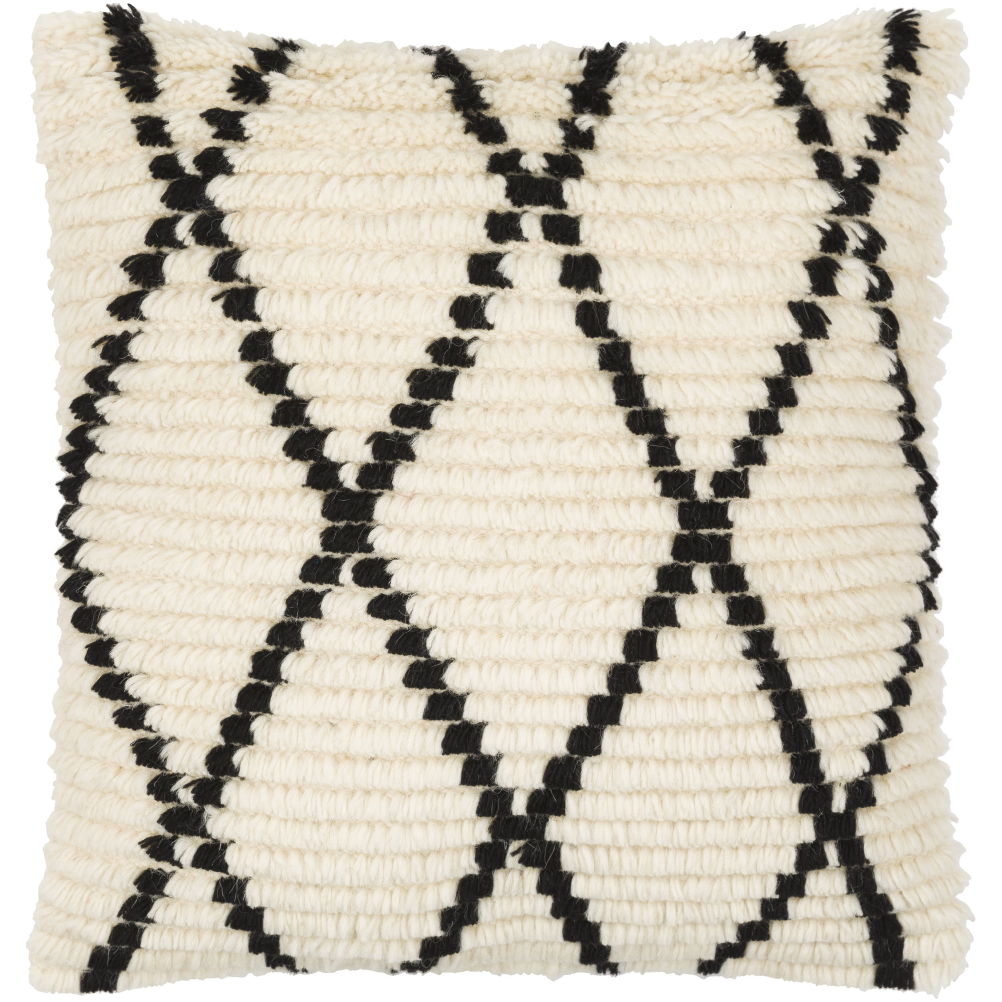 Cyan Geometric Wool Pillow Cover, Down, 22" x 22"