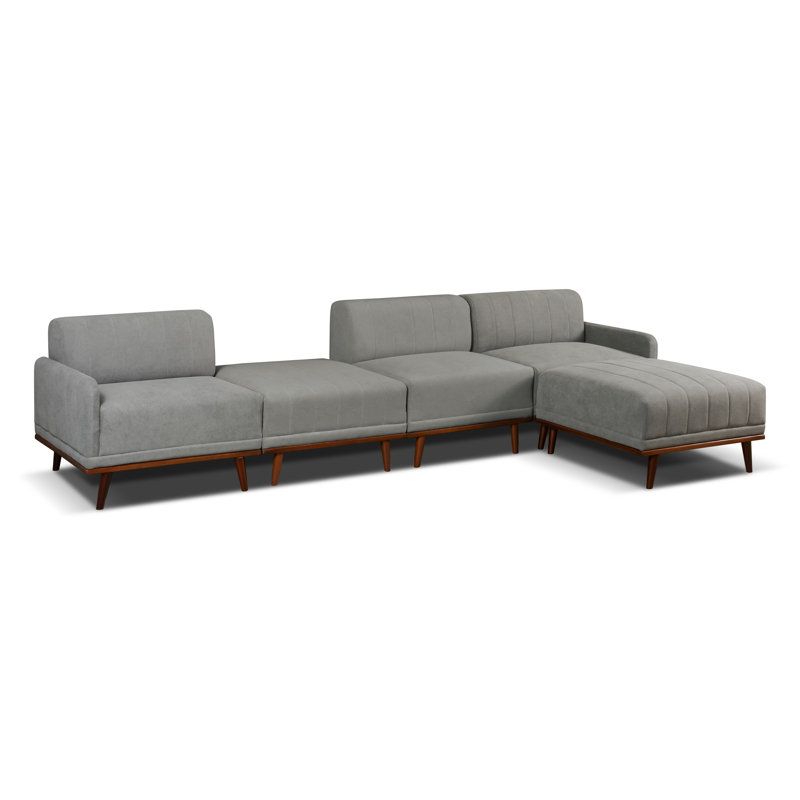 Johnathon Sofa & Chaise, Right Hand Facing, Grey Polyester Blend