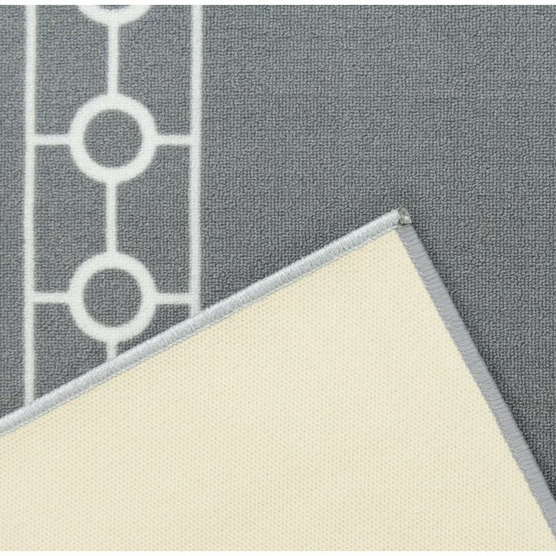 Custom Size Runner Rug Chain Bordered Grey Low Pile Slip Resistant Runner Rugs by Feet, Rectangle 2'8" x 5'