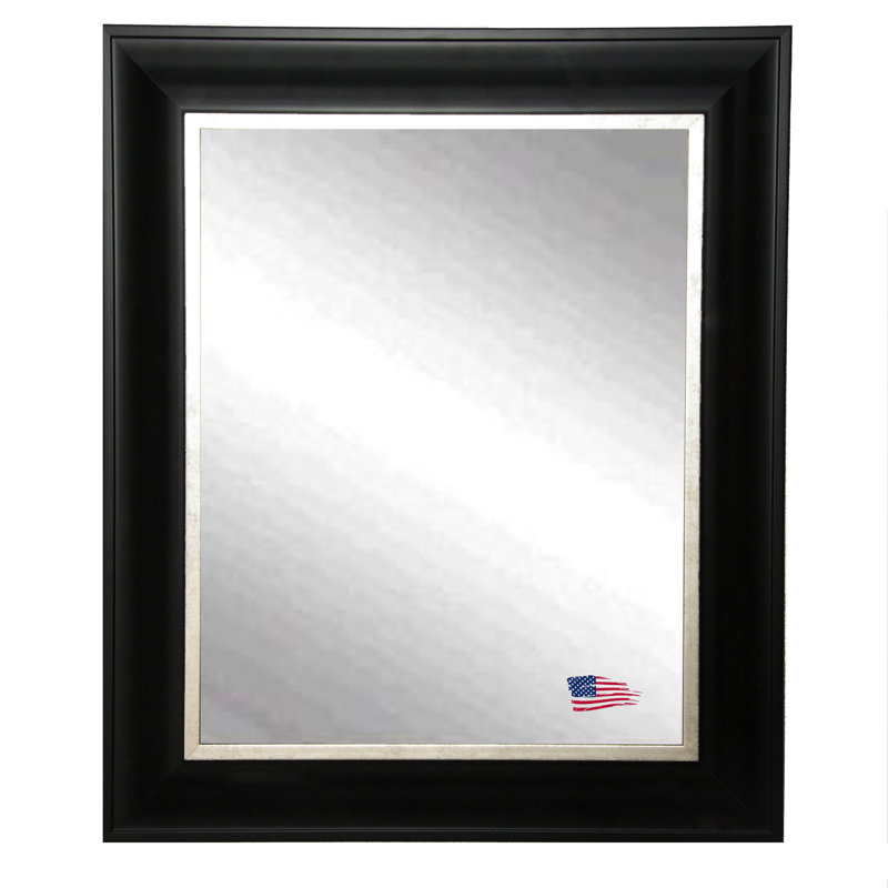 Wood Flat Wall Mirror, 33" H x 49" W
