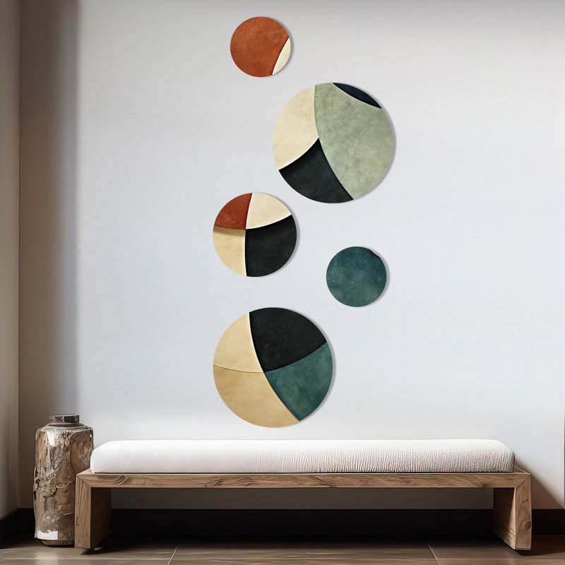 «Abstract Echoes Swirls 1», ensemble de 5 collages abstraits ronds