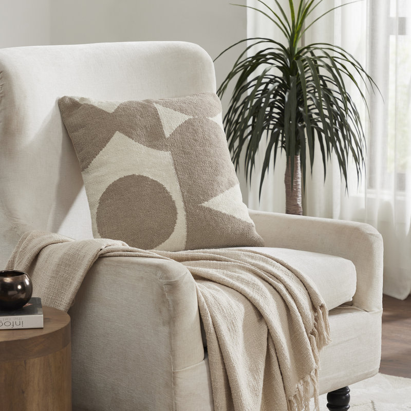 Merano Indoor Pillow, Beige/White Geometric