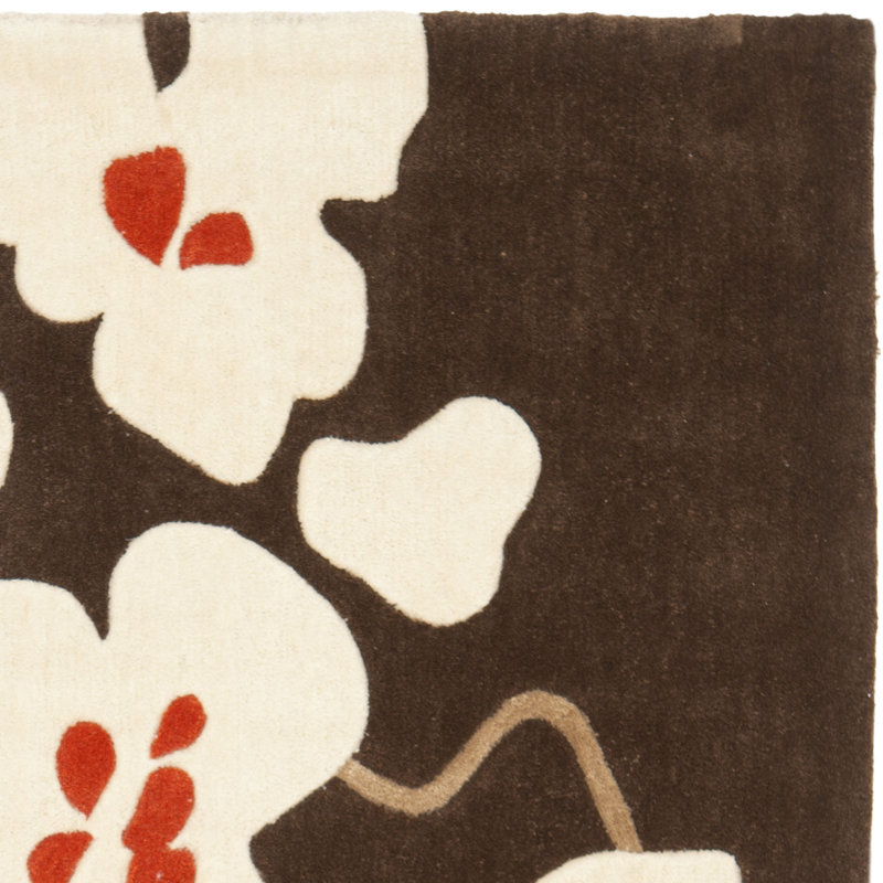 Tapis à motif floral touffeté à la main Modern Art, Rond 7 pi
