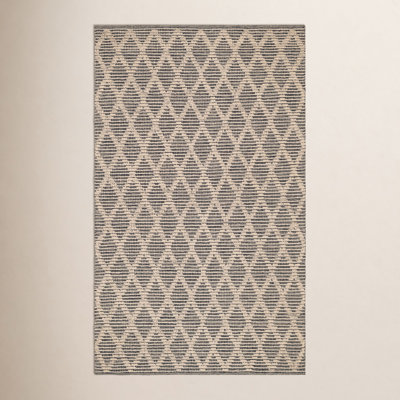Textured Diamond Black/Ivory Handwoven Cotton Rug