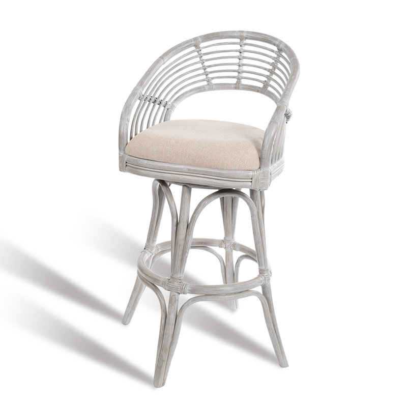 Danetra Swivel Stool, Light Brown/White Gray Frame, Bar Stool (32" Seat Height)