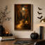 Art mural sur toile Halloween au clair de lune avec lanterne sur souche-101907086
