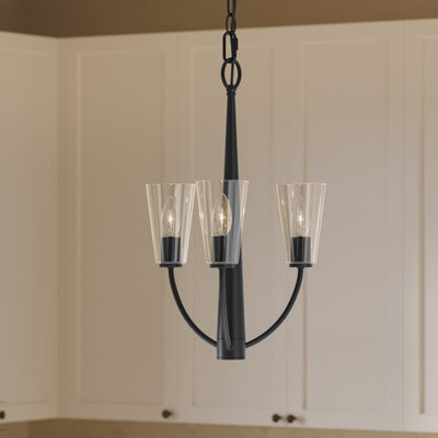 Jheni Three-Light Chandelier with Clear Glass Shades