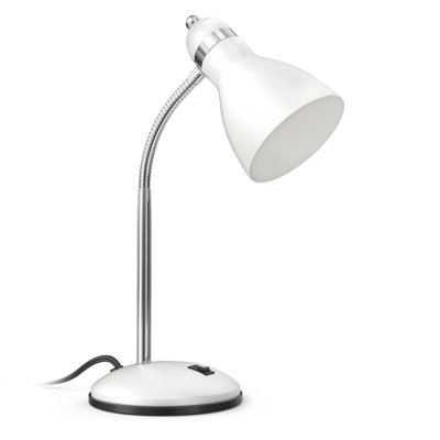 Lampe de bureau en métal, lampe de table ajustable à col de cygne, lampes de bureau d'étude pour la chambre à coucher, la salle d'étude et le bureau (blanc)