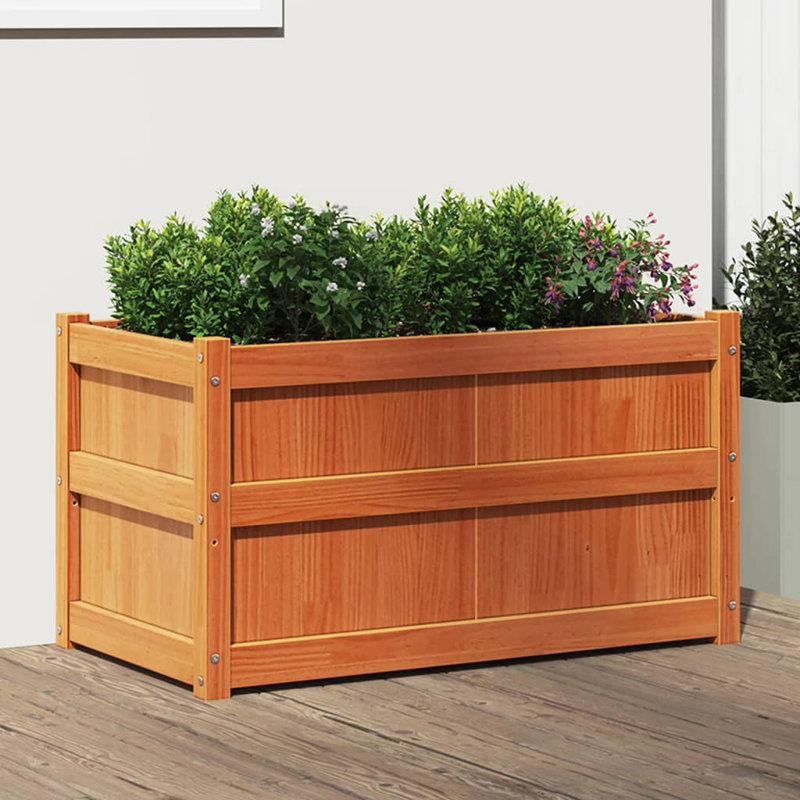Wooden Kogut Flower Box, 19.69" H x 35.43" W x 19.69" D, 1, Natural Orange