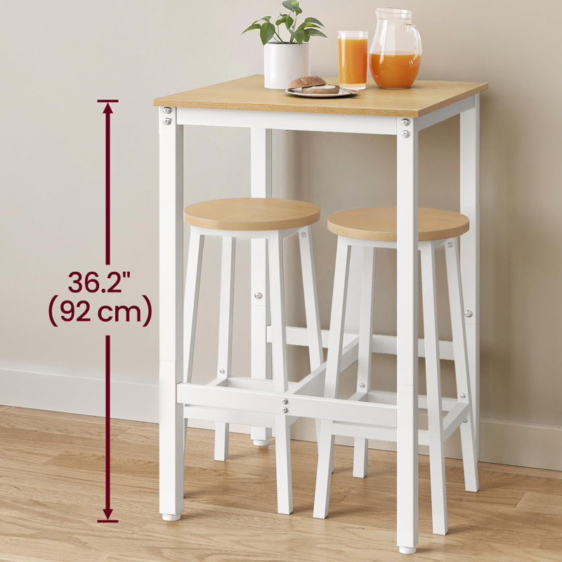 Belldas Square 2 - Person 60cm L Outdoor Standing Height Table, White, Oak Beige