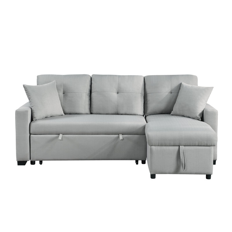 Joshton Upholstered L-Shaped Sectional Reversible, Gray 100% Linen