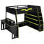 Wood Loft Bed With Desk, Multi-Storage Shelves And RGB Light, Table With Adjustable Placement-1234544400