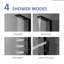 Dual 3-In-1 4-Jet Rainfall Shower Panel System With Rainfall Shower Head,Shelf In Matte Black