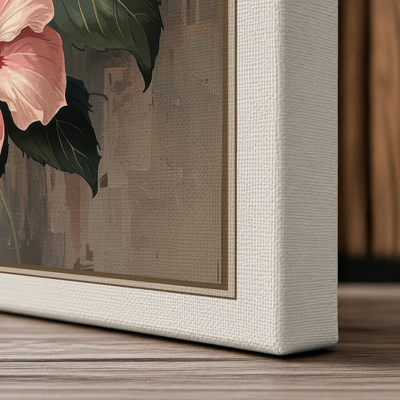 Hibiscus Study Botanical - Wrapped Canvas, Cream Border, 24x16 - 61.0 x 40.6 cm