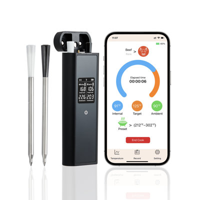 Bluetooth Wireless Meat Thermometer, Smart Food Thermometer with Dual Probes
