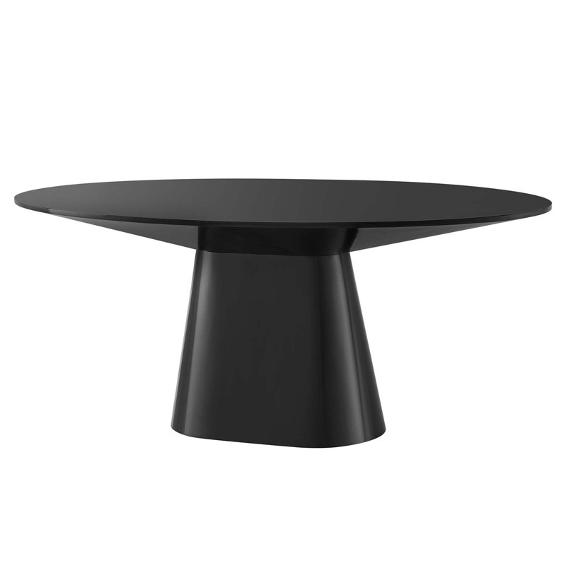 Black High Gloss Oval Dining Table for Six