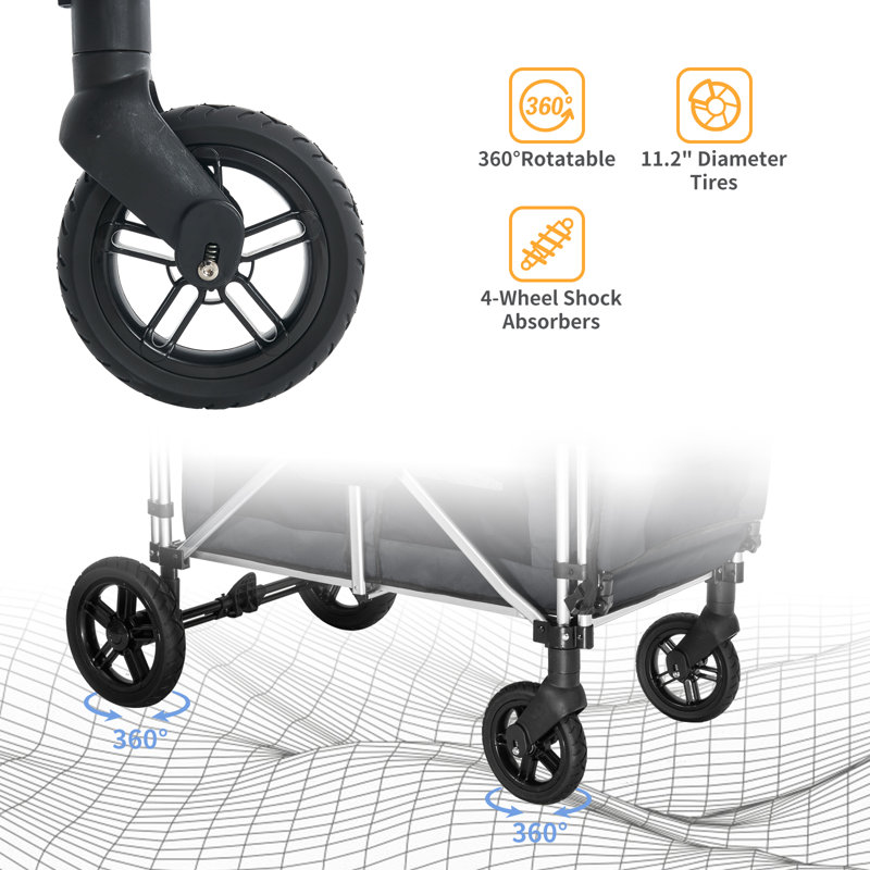 Stroller Wagon For 2 Kids,  Cart Featuring 2 High Seat With 5-point Harnesses And Adjustable Canopy, Foldable Double Push Bar For Garden