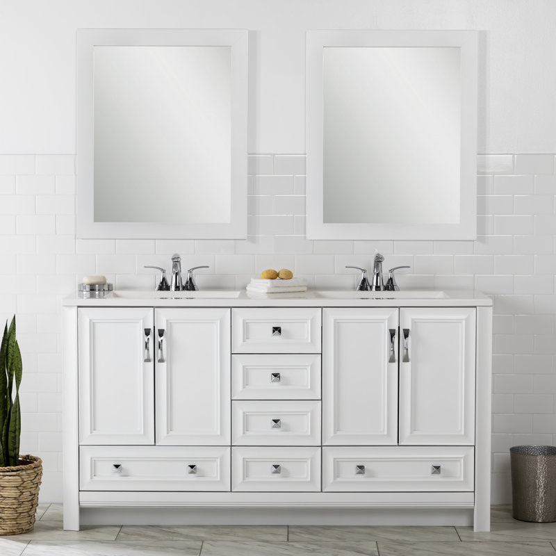 Ensemble de meuble-lavabo double 60,5 po Nimay, Blanc
