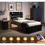 Lit simple en métal noir avec rangement et cadre - Base de lit stable et stable de la taille d'une chambre à coucher pour maximiser l'utilisation de l'espace