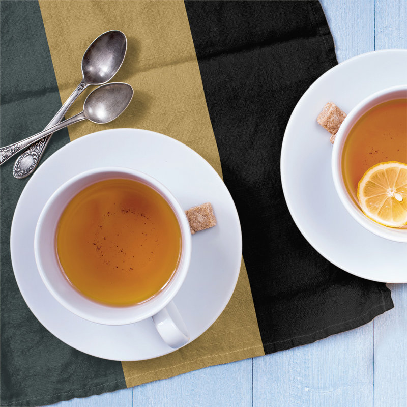 Anaheim Stripe Tea Towel Kitchen Towel, Cotton Twill, Steel Gray/Gold/Black