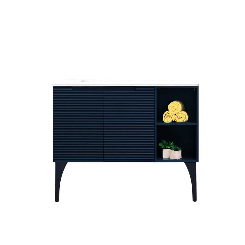 Ensemble de meuble-lavabo simple 46 po Ariyannah, Bleu marine