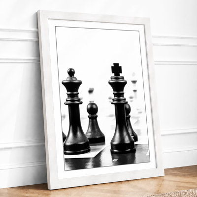 Chess in Shadow Minimalist 1 Piece Single Picture Frame Wall Art