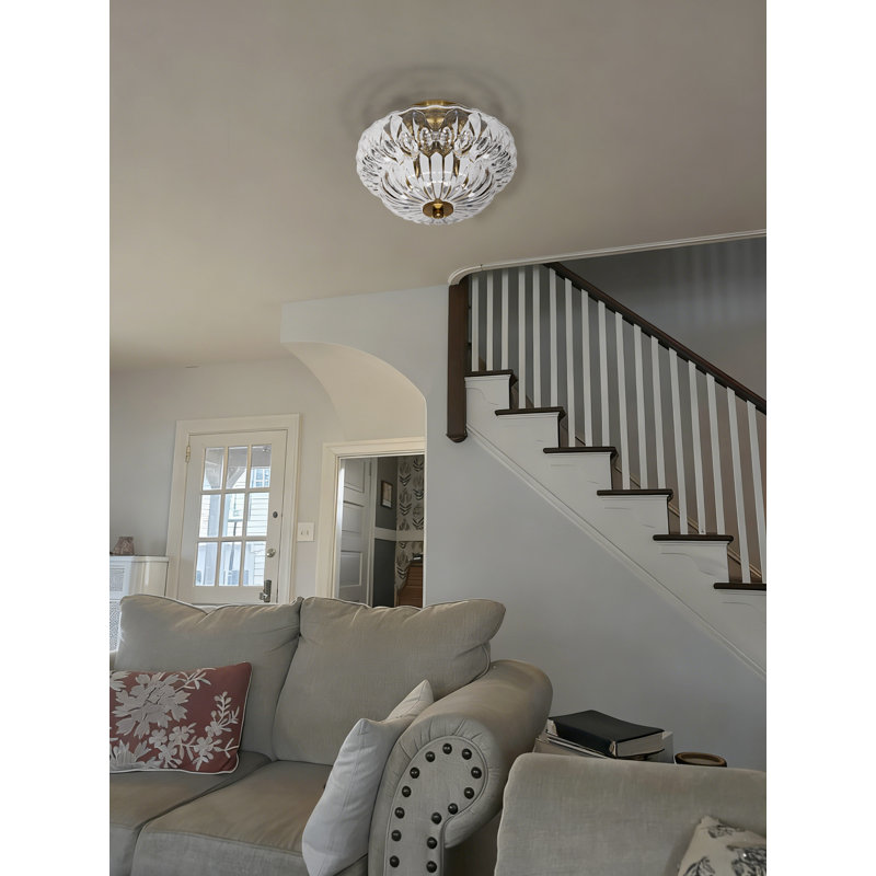 Plafonnier semi-encastré 3 lumières en verre transparent, Clair