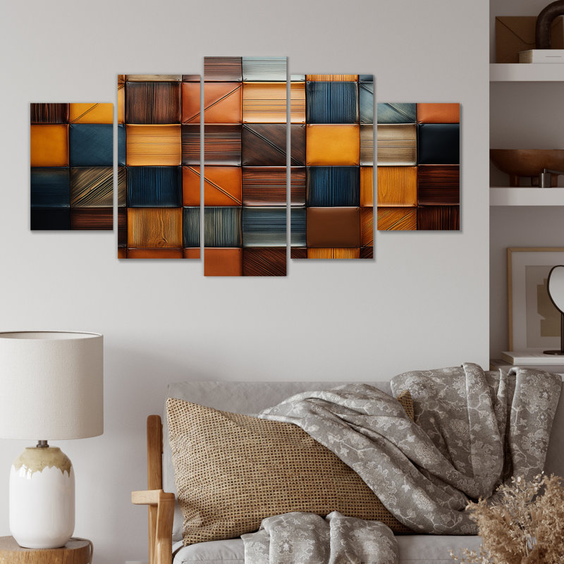 «Colorful Colorful Earth Tiles VI - Boho Mosaic Multipanel», art mural pour le salon