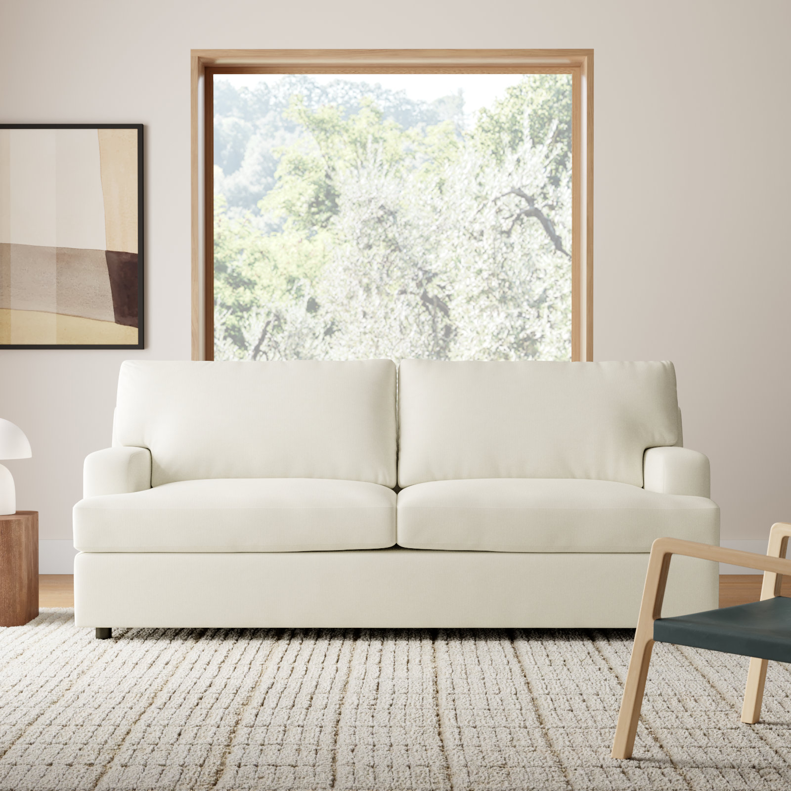 Cleo 84" Upholstered Custom Sofa, Bedford Cloud Performance Corduroy