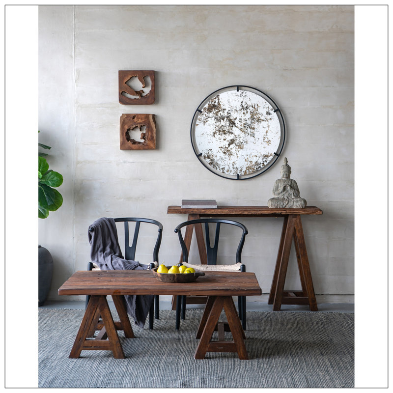 Miroir rond Theodor avec design industriel et cadre en métal