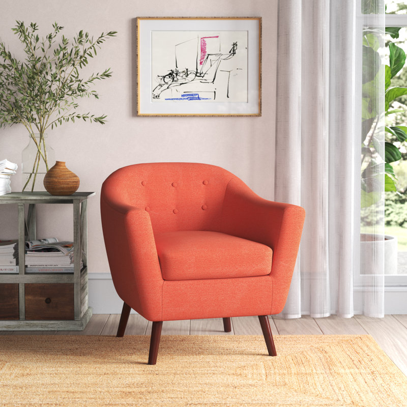 Upholstered Barrel Chair, Orange