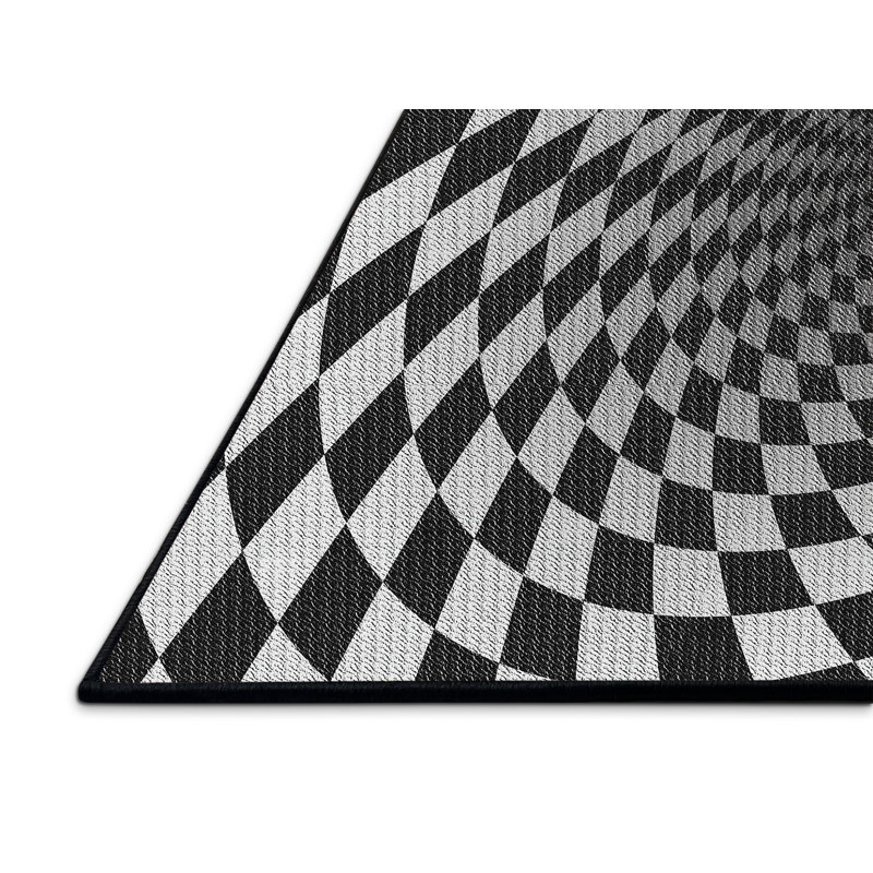 Tapis noir/gris à motifs, Rectangle 3 pi x 5 pi