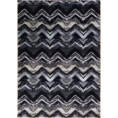 Tapis noir à chevrons Geren
