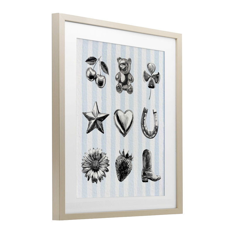 Glam Western sur bleu, reproduction encadrée sous verre, design par Lil 'Rue, Cadre de récolte en pin, H 21 po x l 17 po