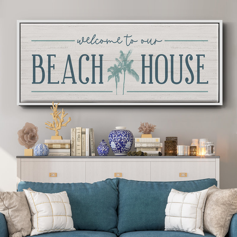 Our Beach House- Framed Canvas, 24" H x 60" W