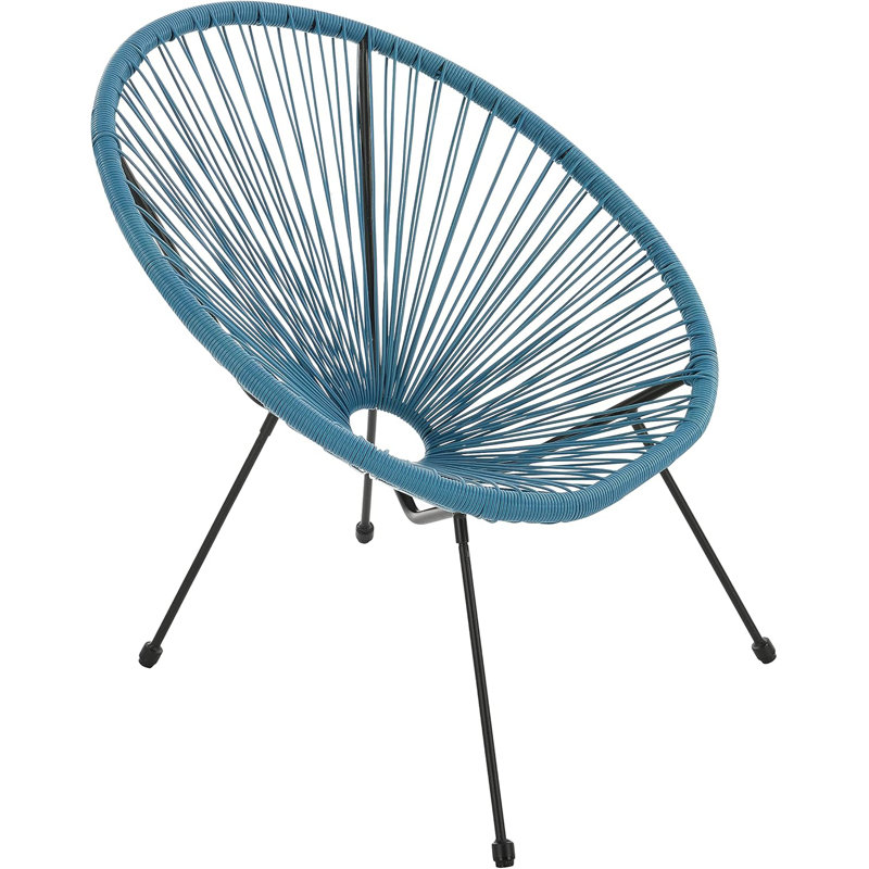 17 Stories Alyssya Natural Acapulco Styled Egg Shape Conversational Garden Bistro Patio Outdoor Set, Teal 