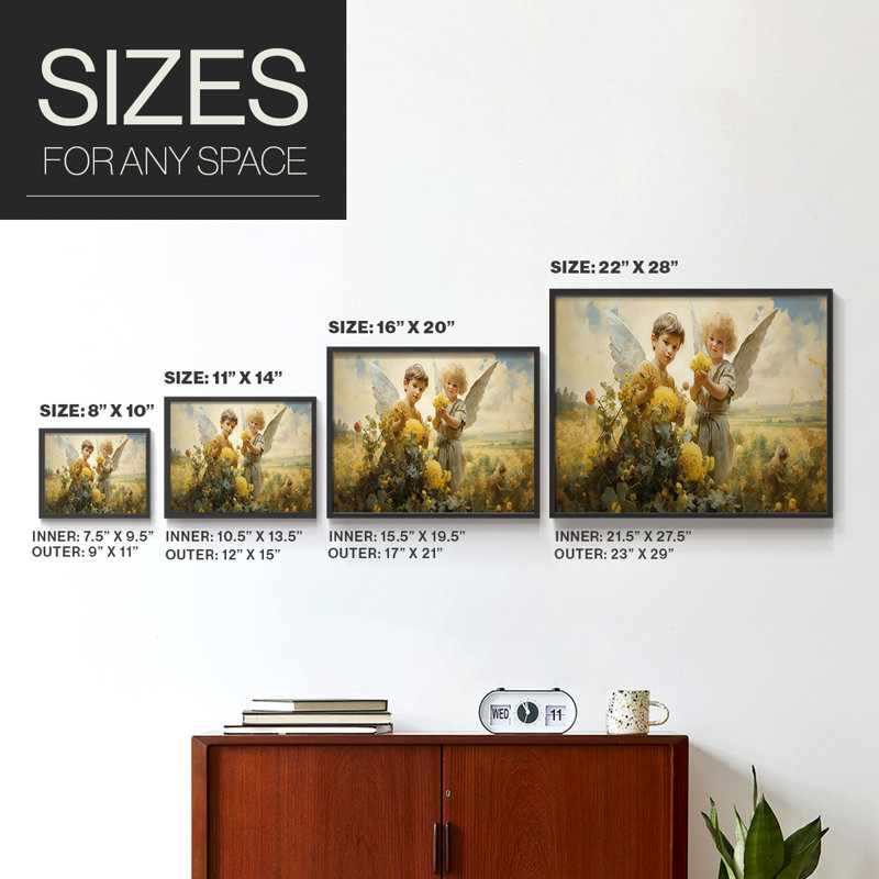Angels From Above-XX - Reproduction encadrée - Restickable, H 8 po x l 10 po, Cadre noir